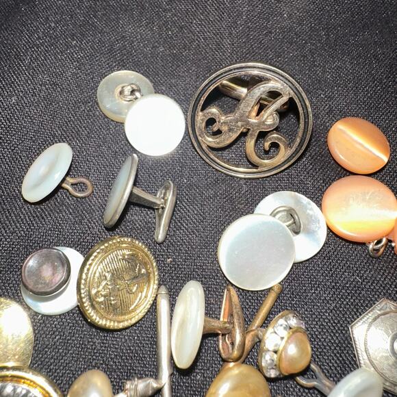 Random mix assortment antique vintage cufflinks buttons jewelry bundle lot - Picture 3 of 7